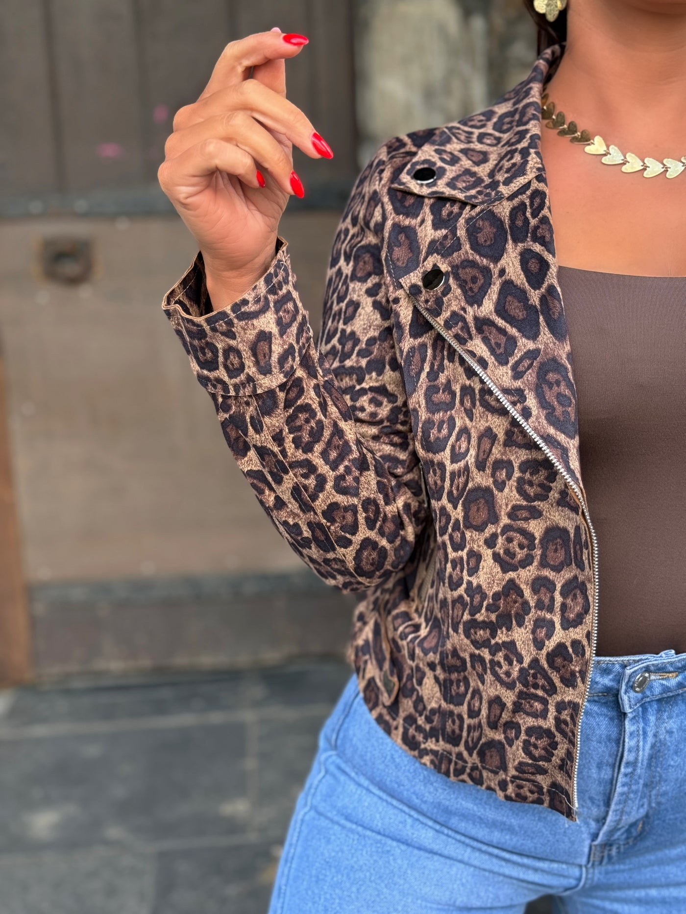 Perfecto en suédine VANESSA - LÉOPARD