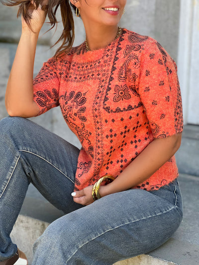 Pull courtes manches ALESSIA - BRIQUE