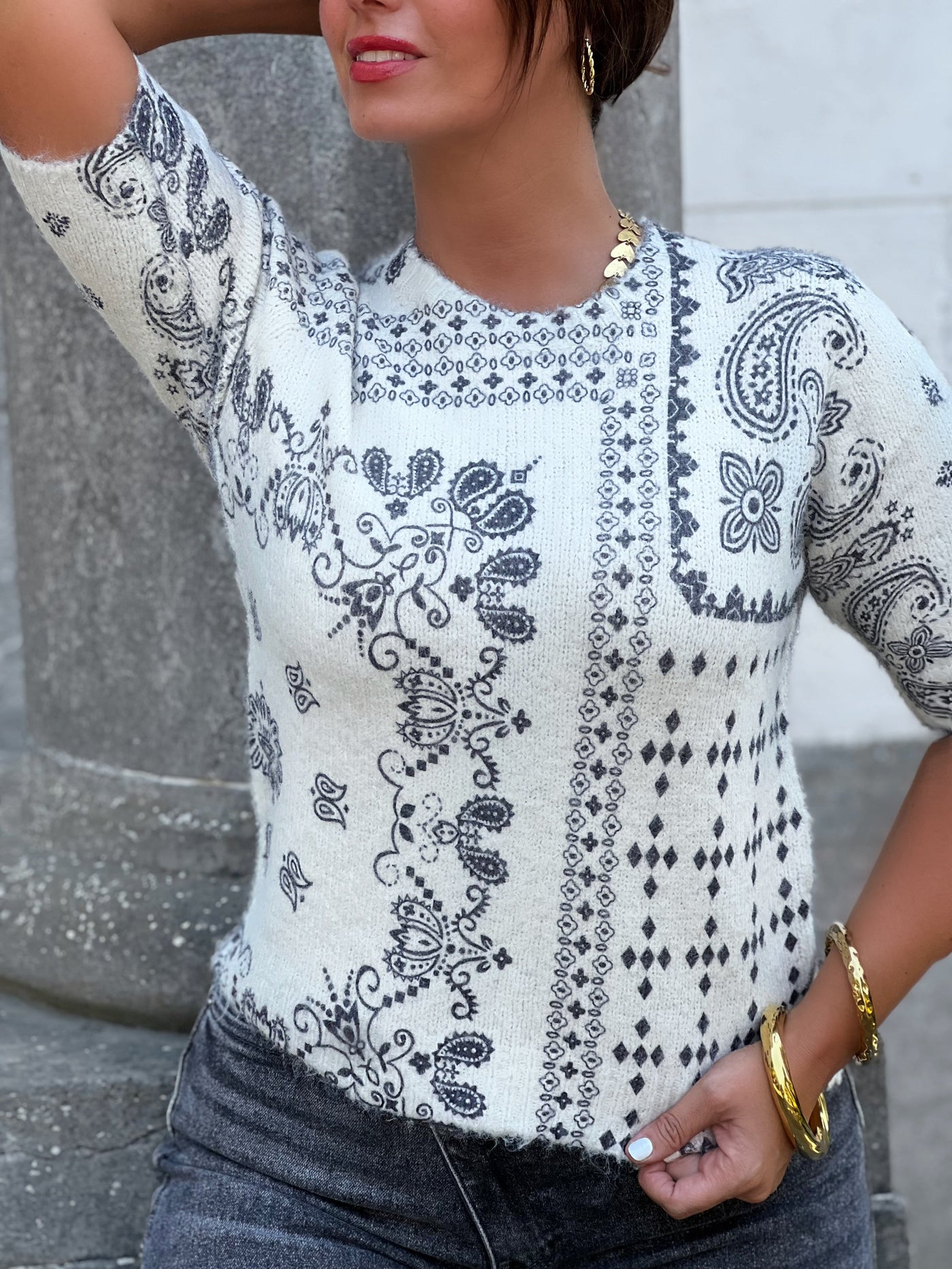 Pull courtes manches ALESSIA - BEIGE