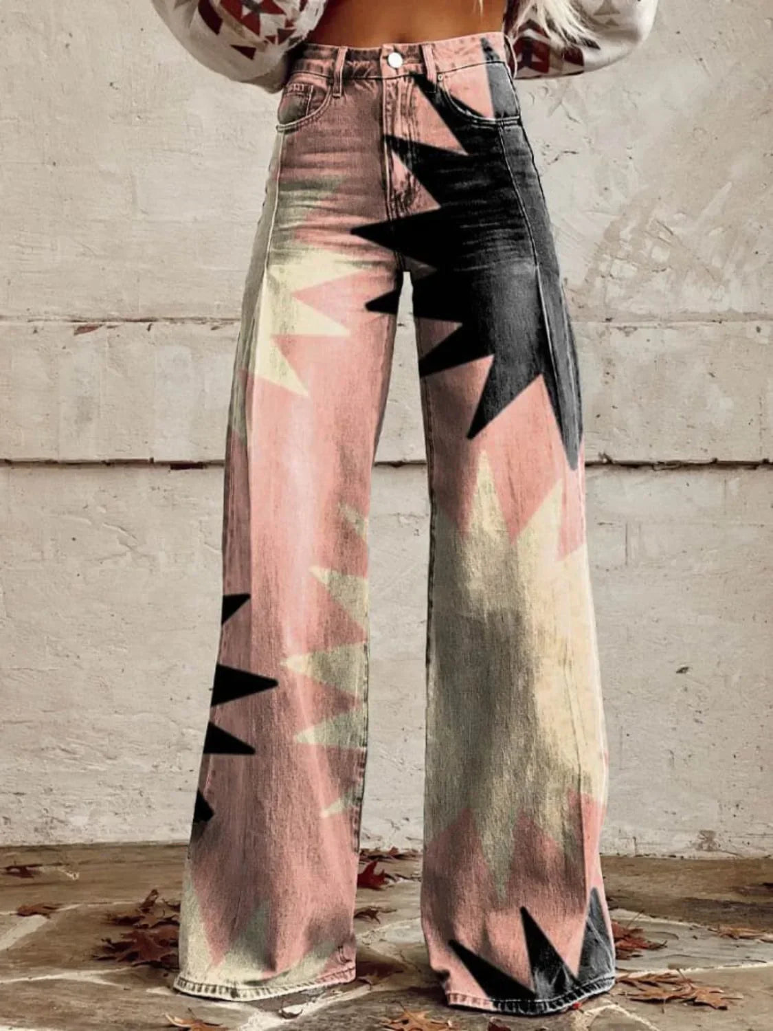 Elena – Pantalon Large à Fleurs, Élégant et Moderne