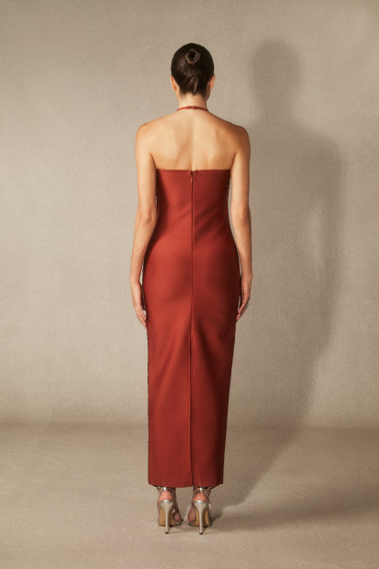 Robe maxi à pompon Elaina dos nu