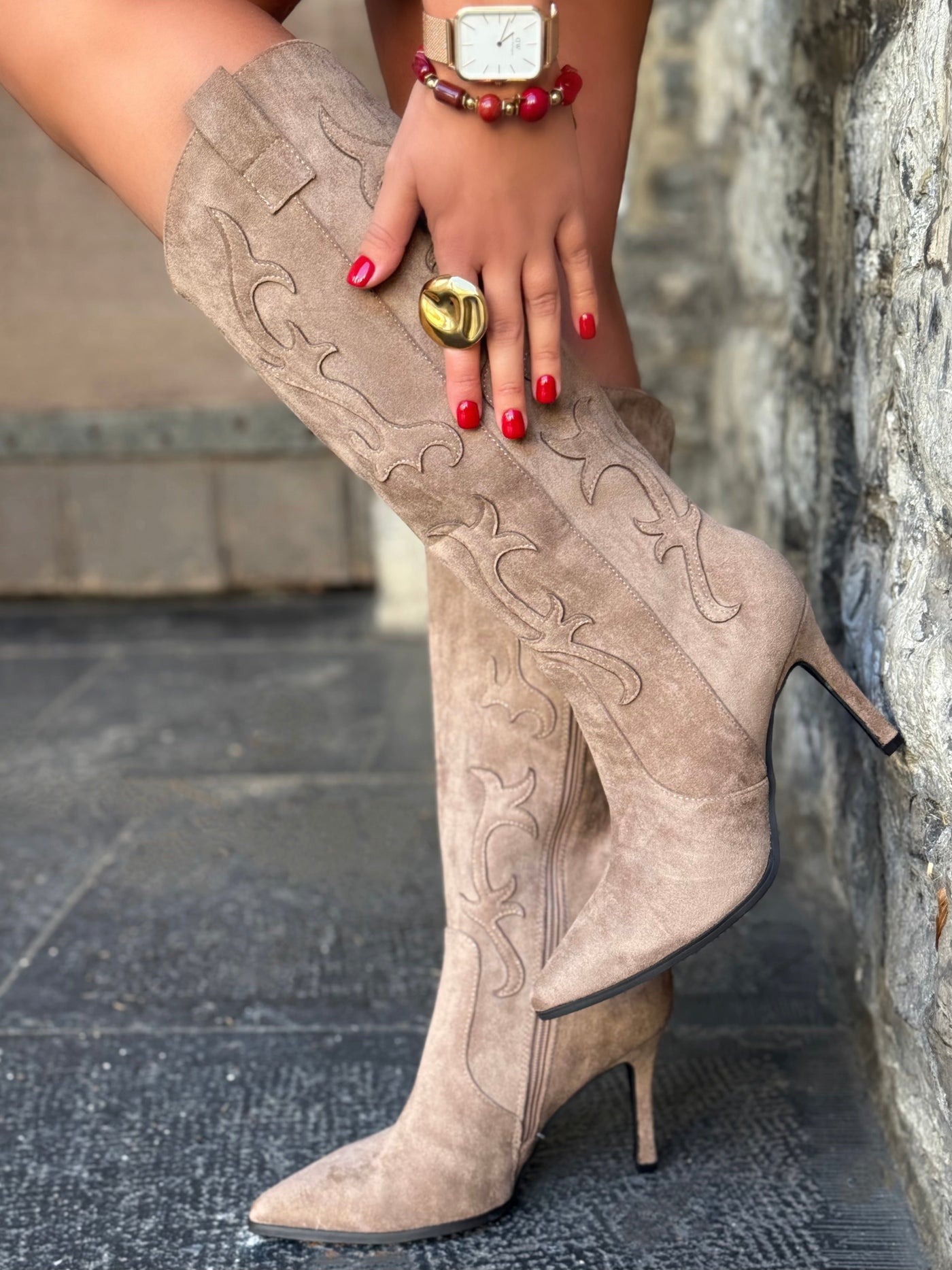 Bottes à talon LOLA - BEIGE