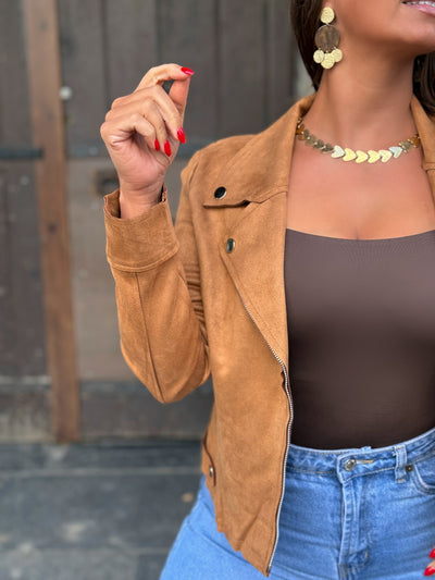 Perfecto en suédine VANESSA - CAMEL