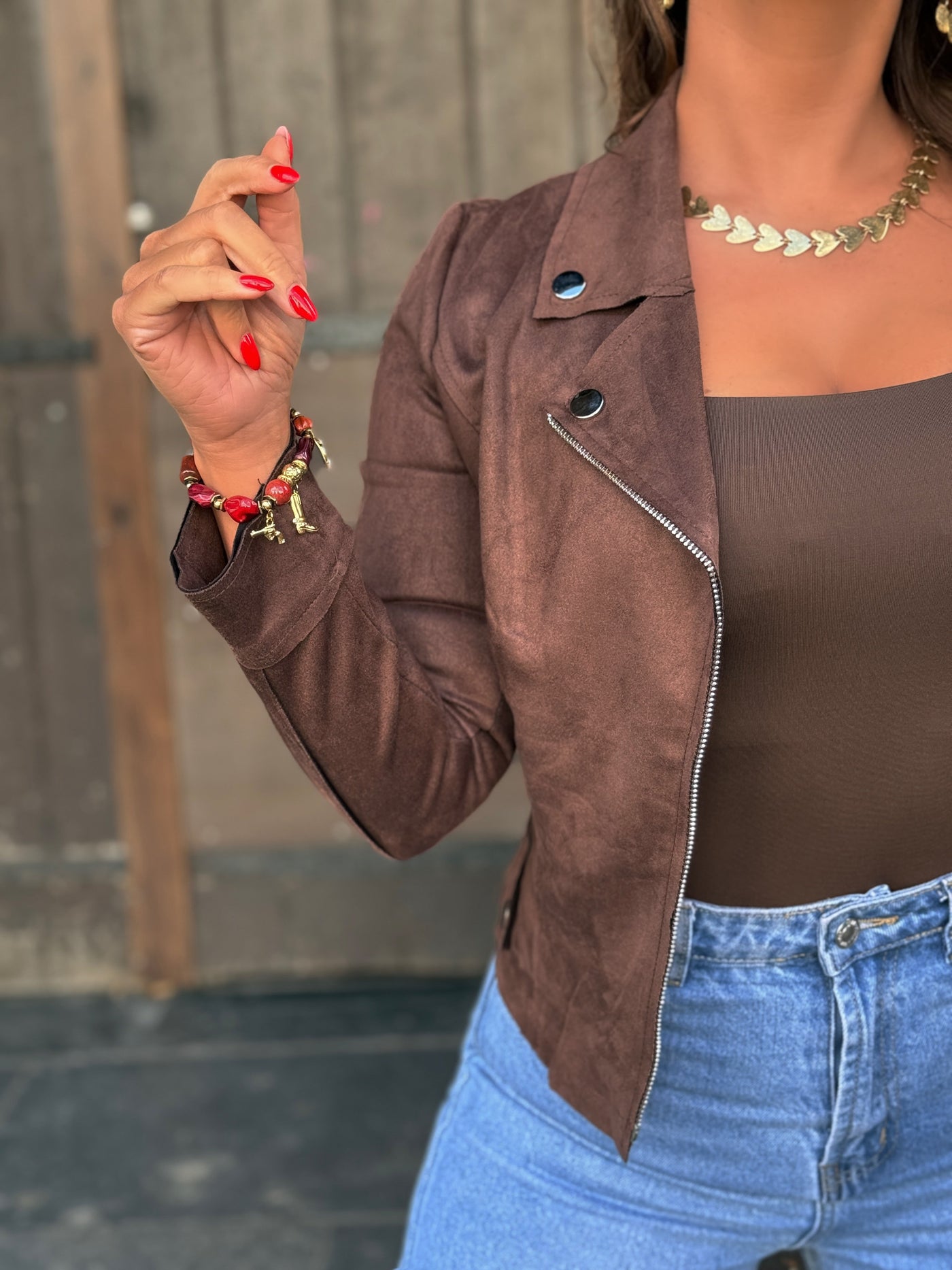 Perfecto en suédine VANESSA - BRUN