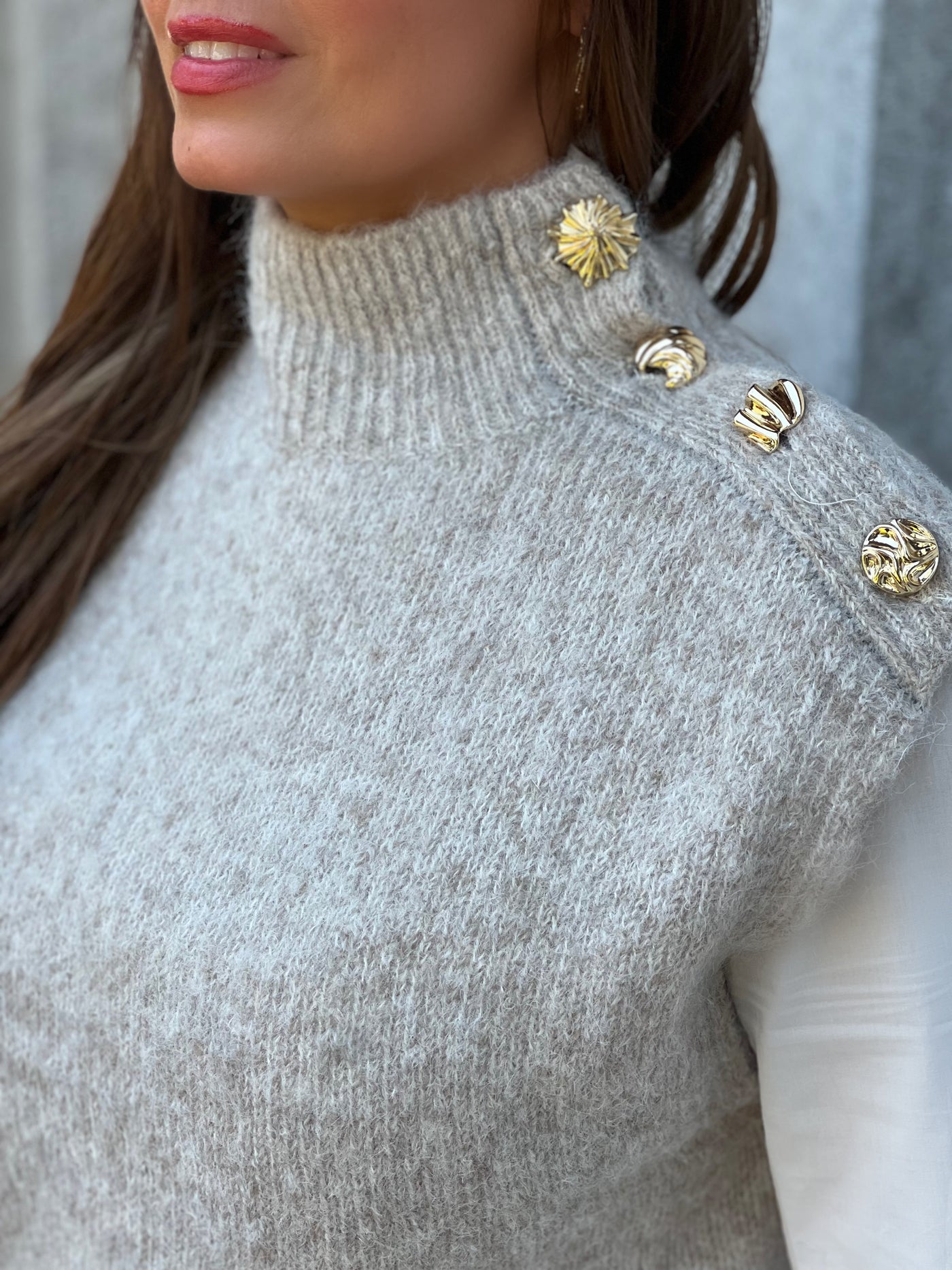 Pull sans manches EDWINA - BEIGE