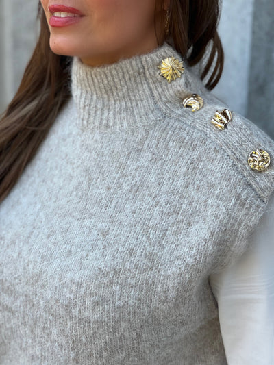 Pull sans manches EDWINA - BEIGE