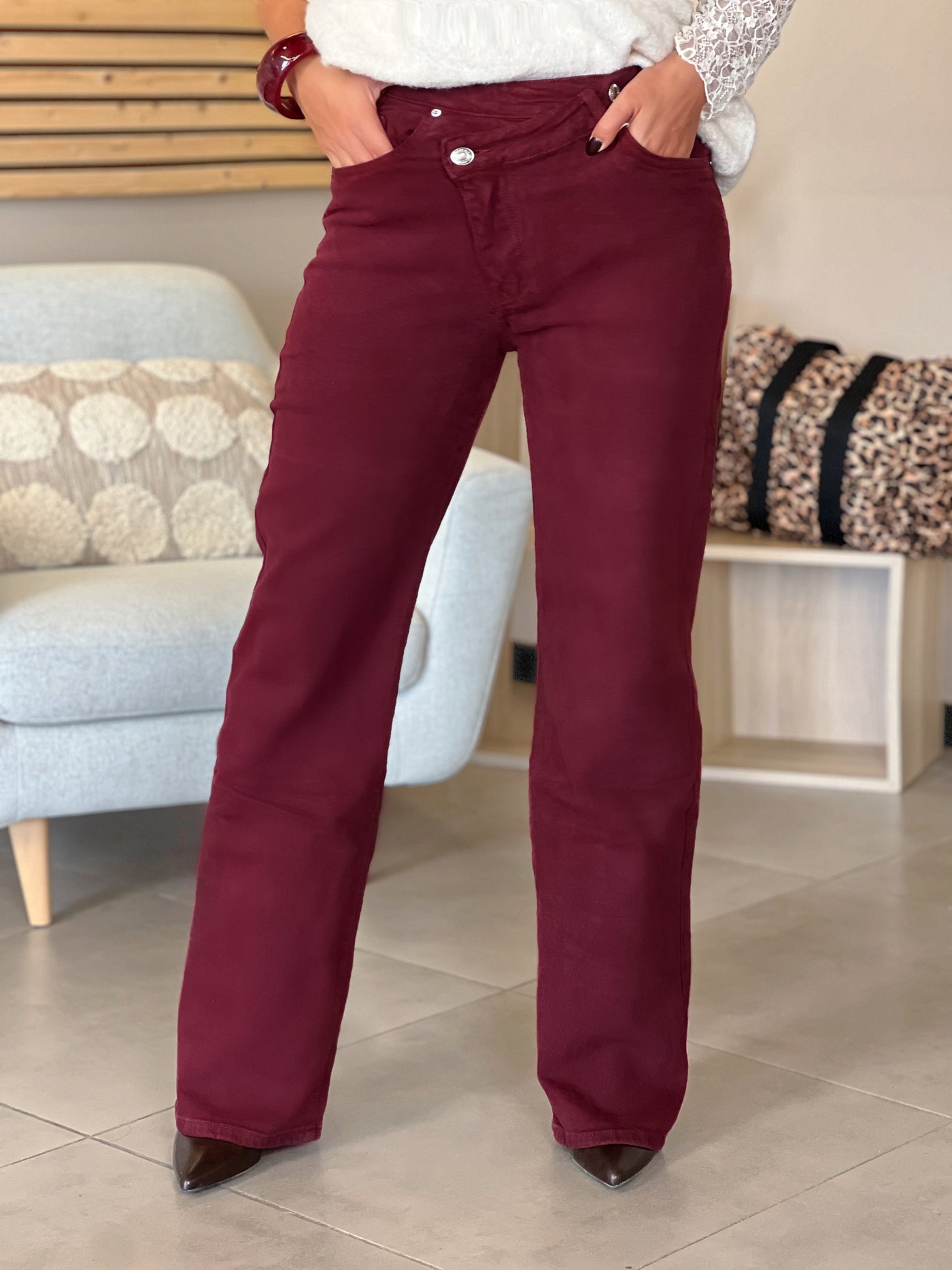 Jeans wide leg ZORA - BORDEAUX