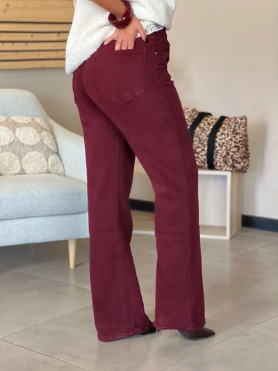 Jeans wide leg ZORA - BORDEAUX