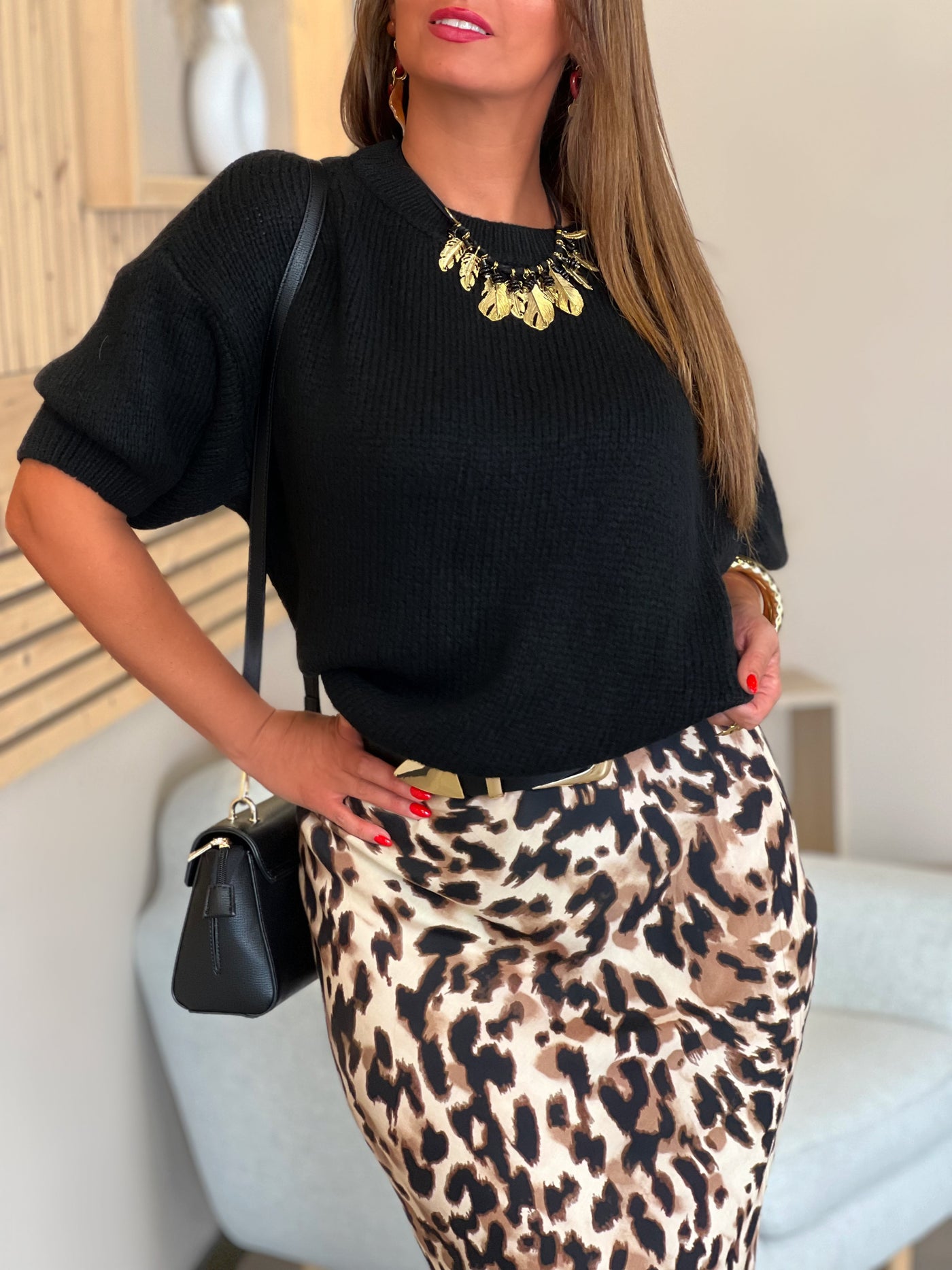 Pull manches courtes SONIA - NOIR