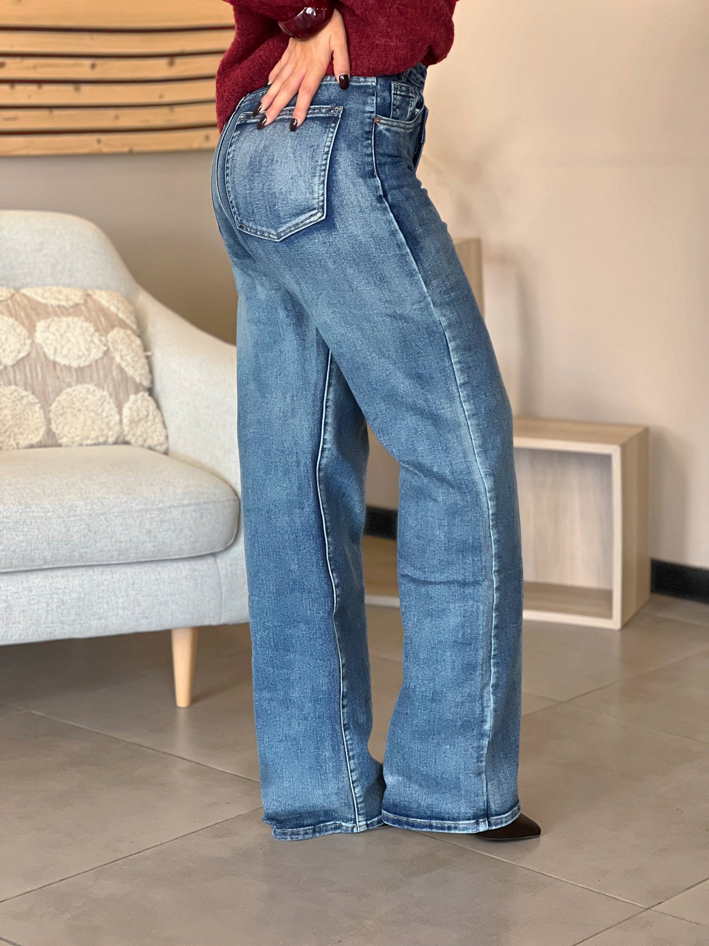 Jeans wide leg IRENE - BLEU
