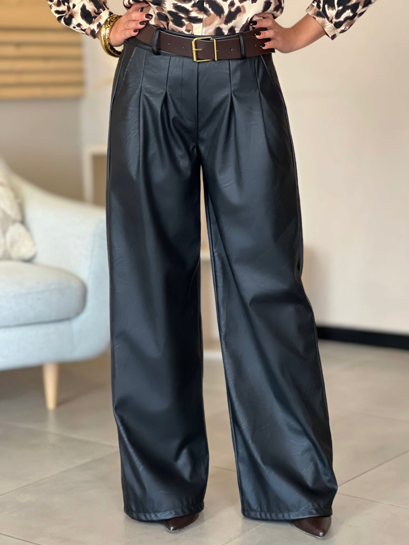 Pantalon simili JULIE - NOIR