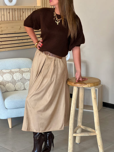 Longue jupe en suédine CINTIA - CAMEL