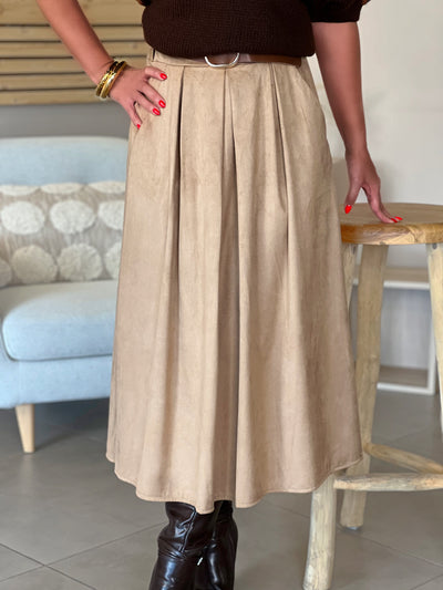 Longue jupe en suédine CINTIA - CAMEL