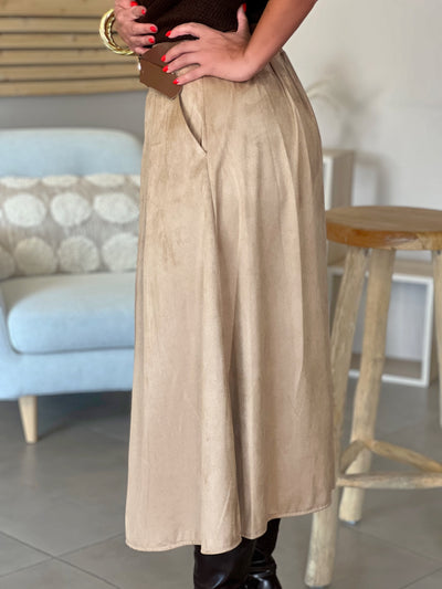 Longue jupe en suédine CINTIA - CAMEL