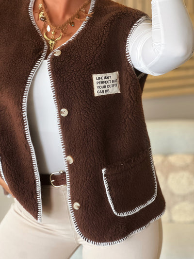 Gilet sans manches LORA - MARRON