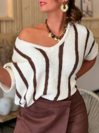 Pull courtes manches HAYA - BEIGE