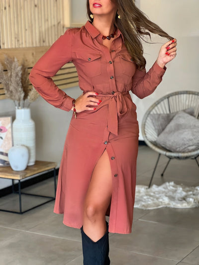 Longue robe YAMINA - BRIQUE