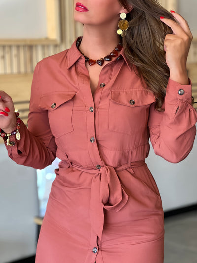 Longue robe YAMINA - BRIQUE