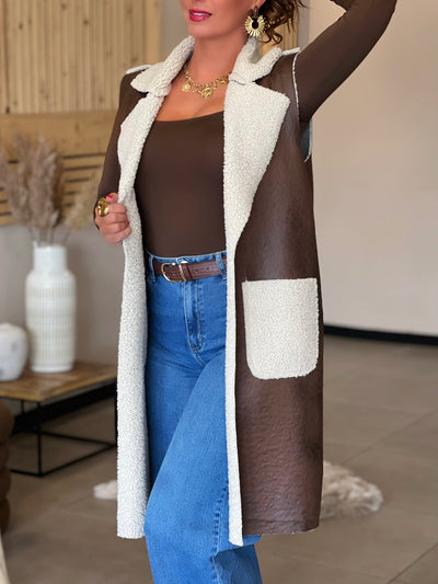 Fourrure sans manches WENDY - MARRON