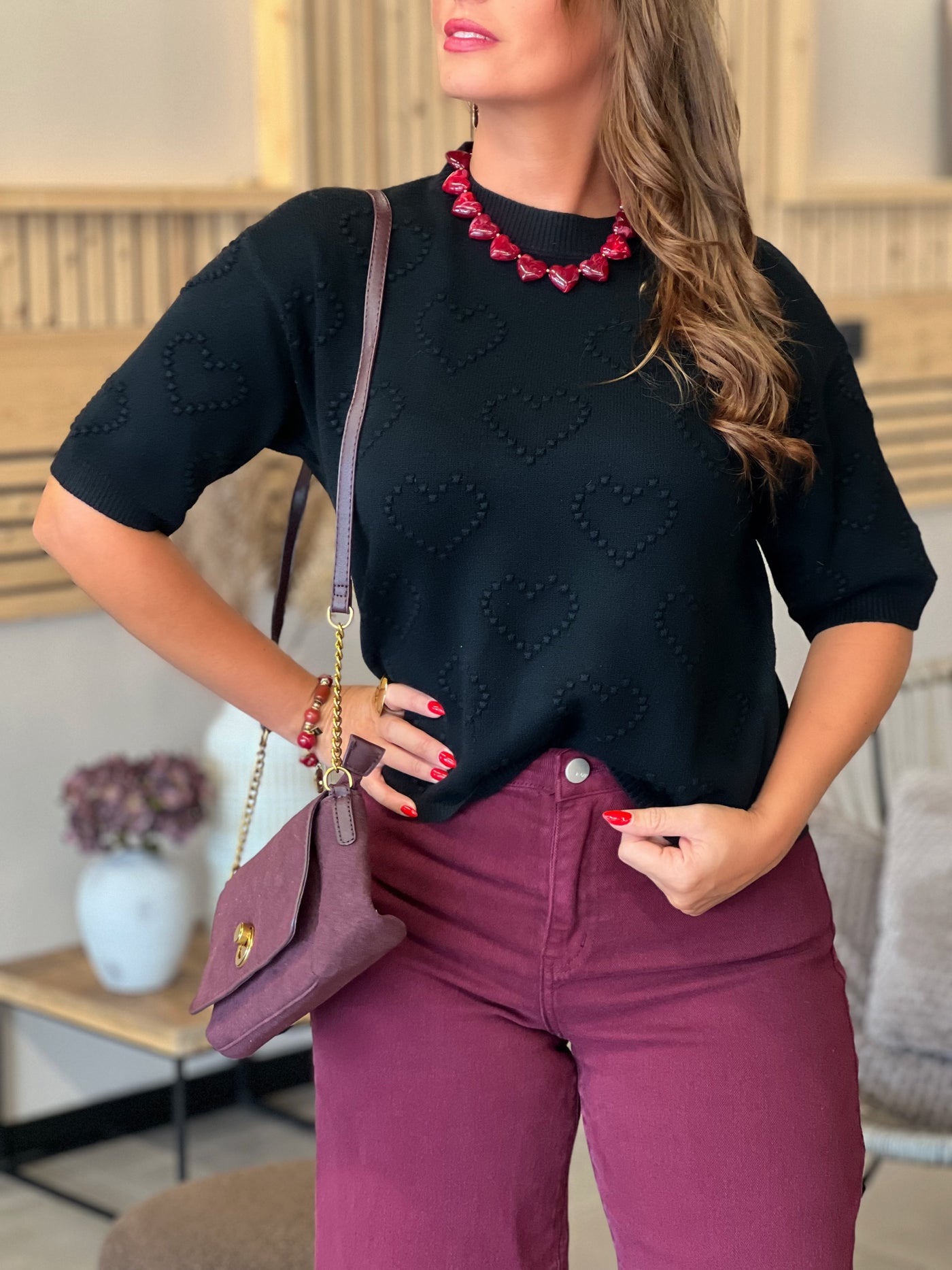 Pull manches courtes LOVA - NOIR