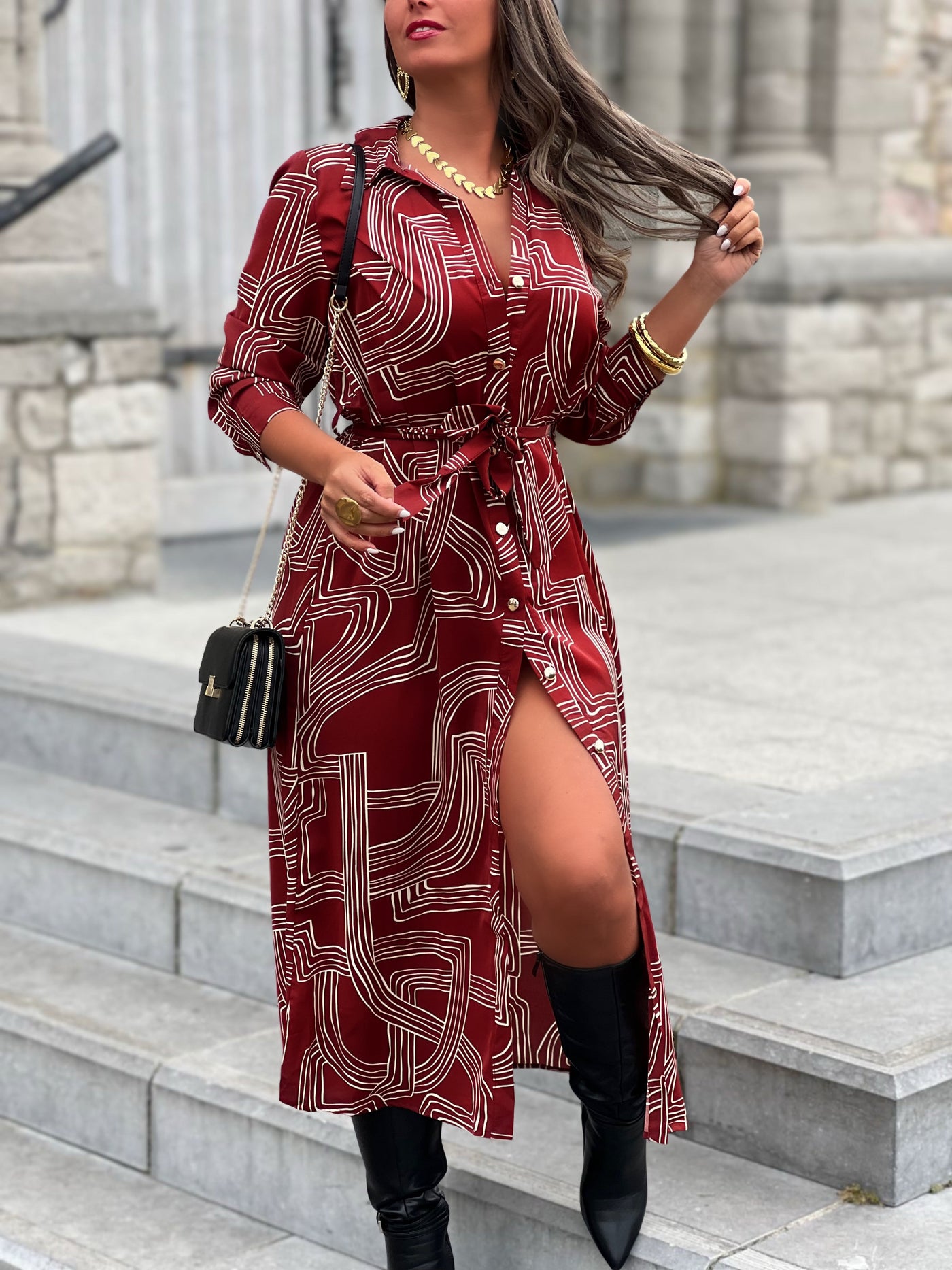 Longue robe DESTINY - BRIQUE