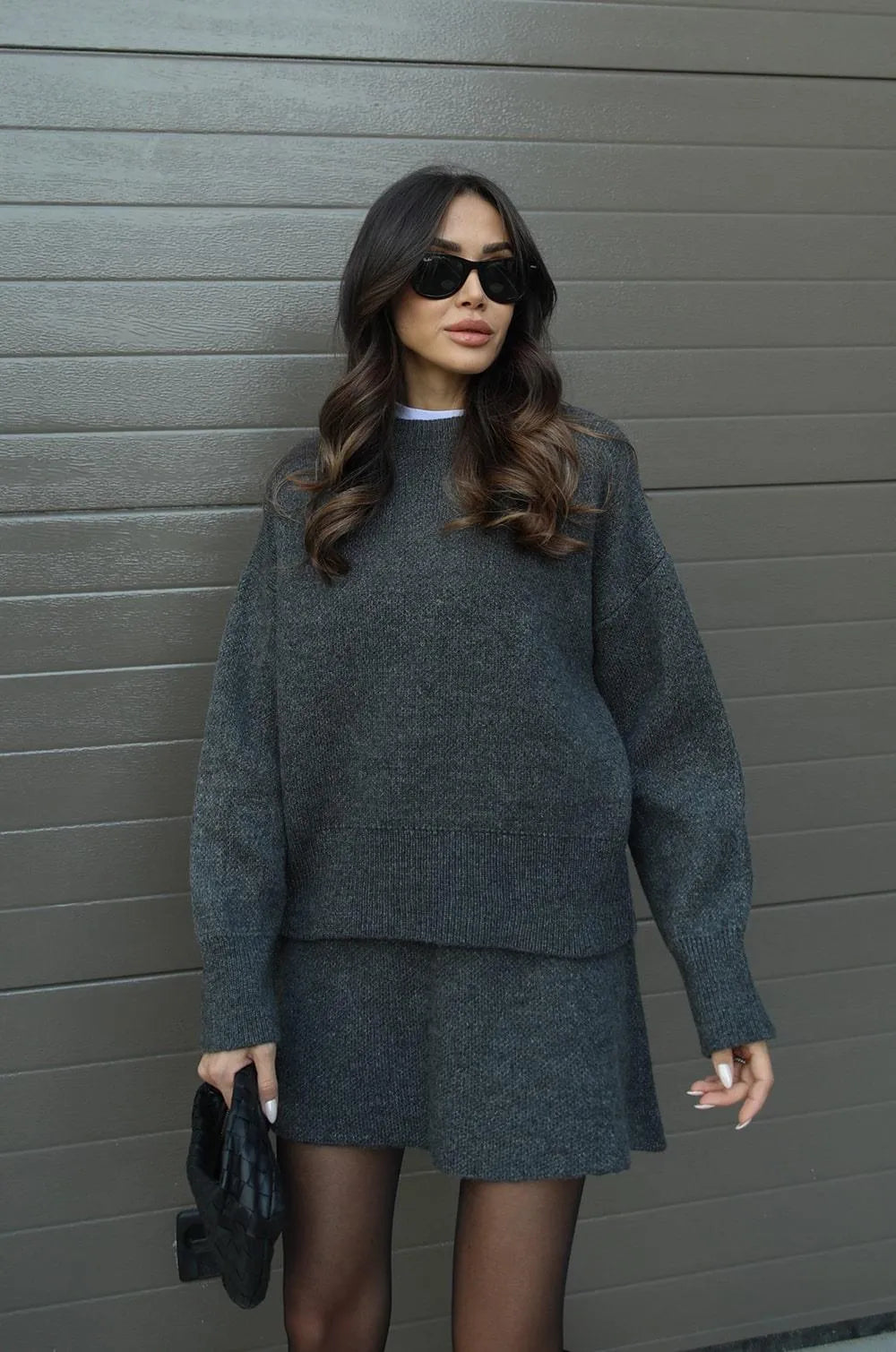 Helena - Tailleur Jupe En Maille (Haut + Jupe)